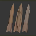 Three Shiny Golden Rocket Models With White Bases On Dark Background