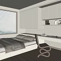 Tatami Bedroom Interior Design With White Cabinets Desk Chair And Window Blinds