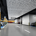 Modern parking lot Underground parking lot Elevator hall 3d model