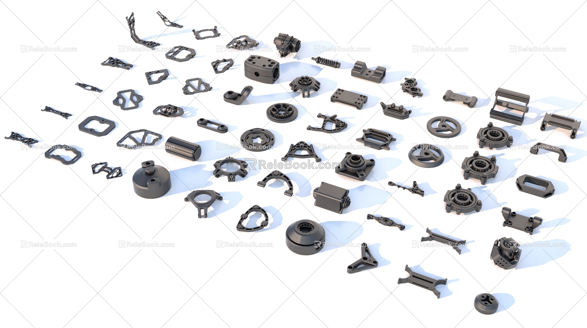 Hard surface mechanical parts combination of mechanical parts 3d model