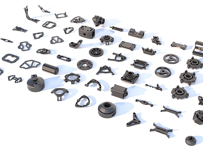 Hard surface mechanical parts combination of mechanical parts 3d model