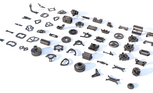 Hard surface mechanical parts combination of mechanical parts 3d model