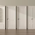 White Hinged Doors Collection Featuring Various Panel And Glass Designs For Interior Spaces 3d model