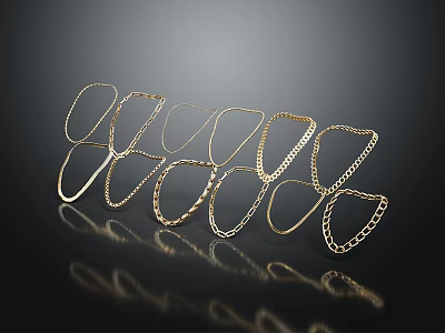 Stylish Gold Circular Clothing Accessories With Chain Link Designs For Fashion Outfits 3d model