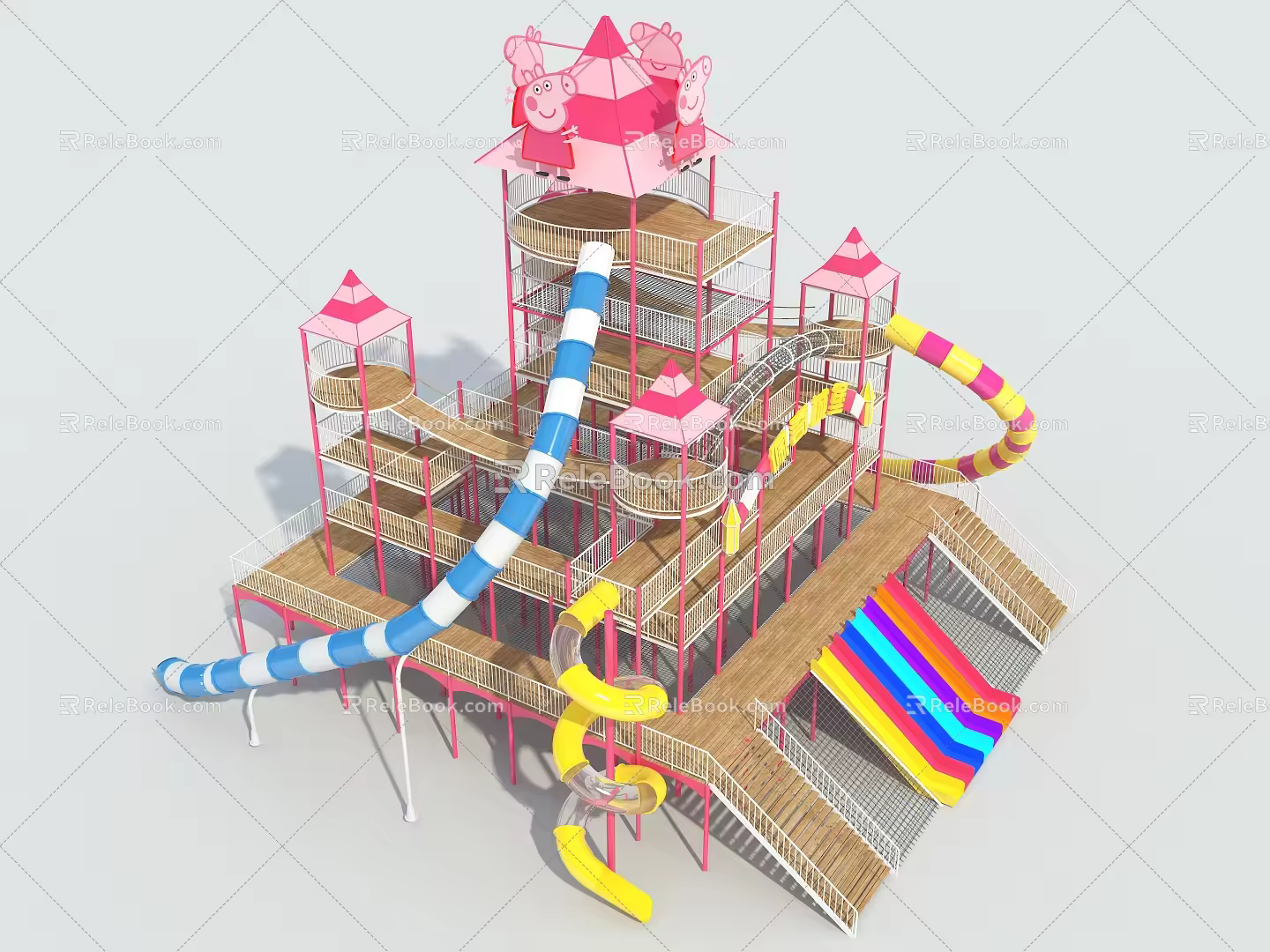 Flying Castle Page Castle Slide Combination Unpowered Amusement Equipment 3d model