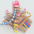 Flying Castle Page Castle Slide Combination Unpowered Amusement Equipment 3d model