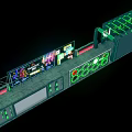 Modern Event Passage With Green Lighting Multiple Screens And Decorations 3d model