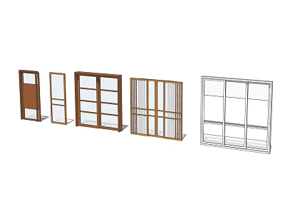 Sliding Doors With Various Designs Including Wooden Frames And Glass Panels For Home Use 3d model