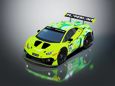 Lime Green Camouflage Racing Car With Petrobras Logo Rear Spoiler And Number 78 3d model