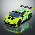 Lime Green Camouflage Racing Car With Petrobras Logo Rear Spoiler And Number 78