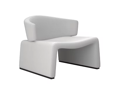 Modern White Lounge Chair With Curved Armrest And Black Base Sleek Design 3d model