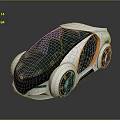 Futuristic Silver Car With Green Roof And Orange Wheels Sleek Design