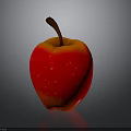 Red Apple With Brown Stem Smooth Surface And Reflection As Daily Life Item