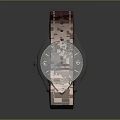 Smartwatch Electronic Device With Red Leather Strap Round Dial And Modern Design
