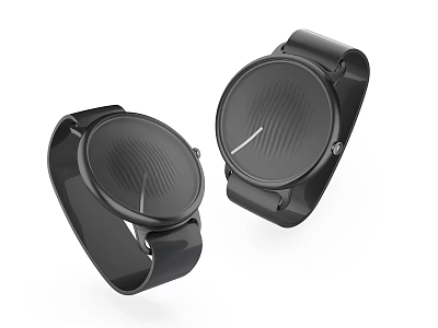 Modern Black Watch with Minimalist Design Round Dial Wavy Texture and Simple Hands 3d model