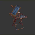 Folding Outdoor Table With Blue Tabletop And Sturdy Metal Frame For Outdoor Activities