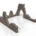 Ancient Stone Architectural Ruins Featuring Arch And Broken Walls Structure 3d model