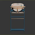 Blue Frame Wooden Children High Chair With Tray And Cartoon Pattern Cushion