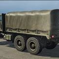 Desert Tan Military Cargo Truck With Canvas Covered Bed Large Off Road Tires