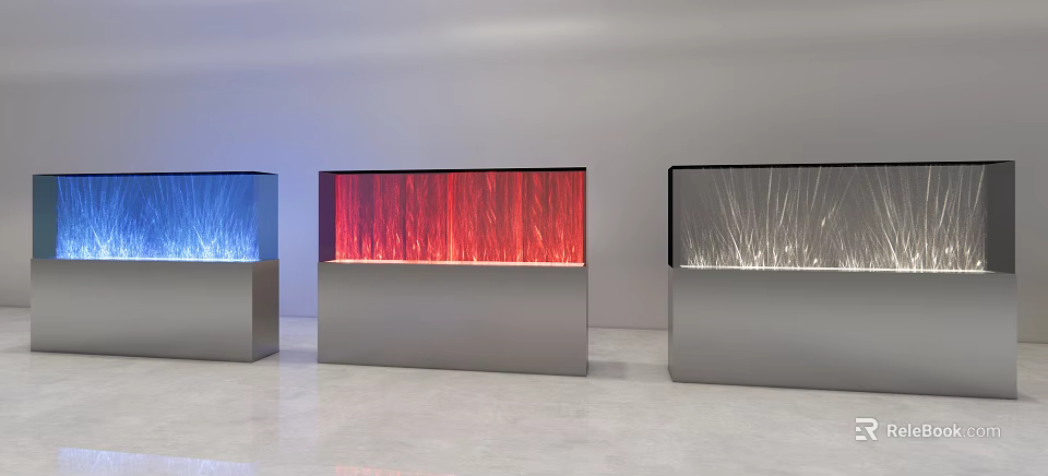 Colorful Decorative Lights in Blue Red White with Modern Display Cases for Interior Decoration 3d model 