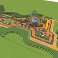 Vibrant Safe Children's Playground Area With Slide Climbing Frames And Green Surroundings