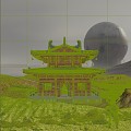 Cyberpunk Antique Architecture Chinese Ancient Architecture Waste Soil Culture Temple Buddha Statues Robot Desert 3d model