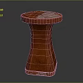 Unique Red Stool With Round Top And Cracked Texture Design