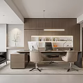 Modern Office Interior Design With Spacious Desk Comfortable Chairs And Leather Sofa 3d model