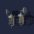 Classic Pair of Wall Lamps With Metal Frame And Textured Glass Shade