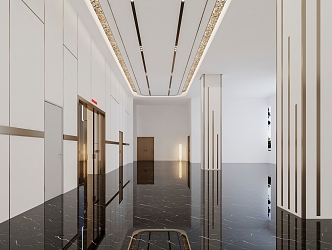 Modern Elevator Hall Office Lobby 3d model