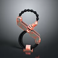 Mechanical Metal Clamp With Copper Bracket Black Ring And Spring Structure 3d model
