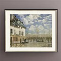 Scenic Landscape Painting with Leafless Trees River and Distant Rural View