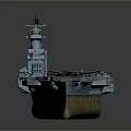 Detailed Aircraft Carrier Model Featuring Flight Deck And Red Stripes Design