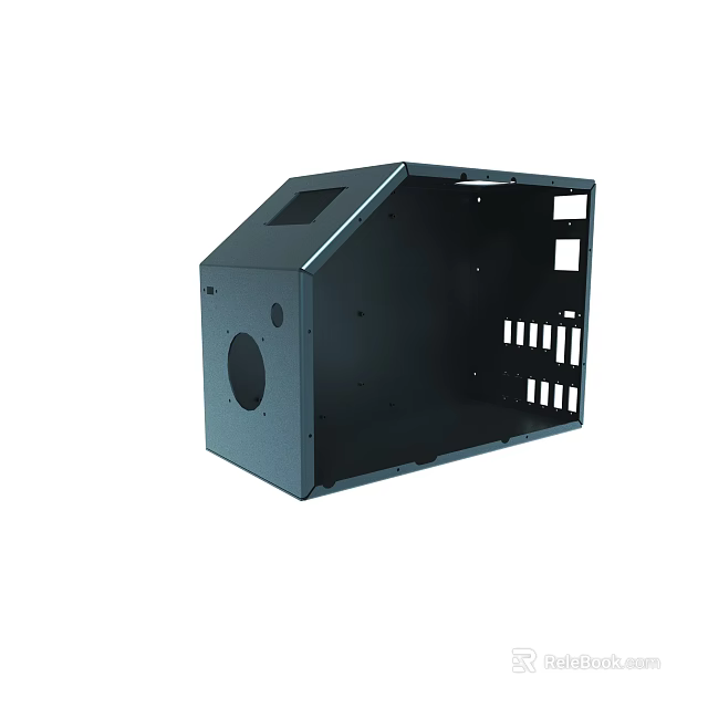 Black Metal Enclosure For Electronic Device With Holes And Openings Structure 3d model 