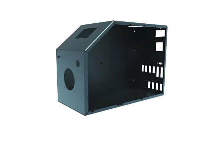 Black Metal Enclosure For Electronic Device With Holes And Openings Structure 3d model