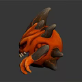 Fierce Red Fiery Creature Character With Sharp Teeth And Glowing Claws