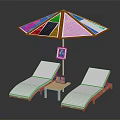Outdoor Furniture Set With Solar Panel Umbrella Wooden Loungers And Side Table