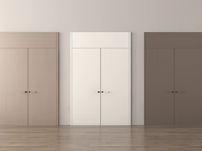 Double Doors in Light Brown White and Dark Brown with Light Walls and Wood Flooring 3d model