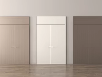 Modern double door solid wood door office door 3d model