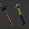 Sturdy Hammers With Wooden And Yellow Black Handles For Workshop Tools
