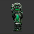 Rock Golem Creature With Rocky Body Green Glowing Crystals On Arms And Chest