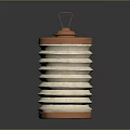 Decorative Copper And White Striped Lantern With Handle And Ribbed Body