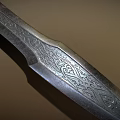 Ancient Handcrafted Sword With Intricate Engraved Blade And Decorated Hilt
