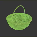 Durable Round Woven Wicker Basket With Handle For Home Storage Organizing 3d model