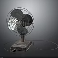 Vintage Retro Electric Fan Featuring Metal Grille Blades Base And Power Cord