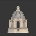Classical Dome Building Model With Octagonal Base Columns Arches And Spire 3d model
