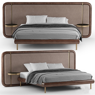 Light Luxury Double Bed 3d model