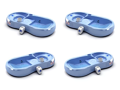 Set of Four Blue Daily Washing Basins With Soap Dispensers For Home Use 3d model