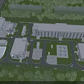 Aerial View Of Industrial Factory Park With Well Designed Layout And Surrounding Greenery