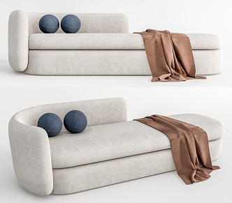 Modern chaise longue double sofa 3d model